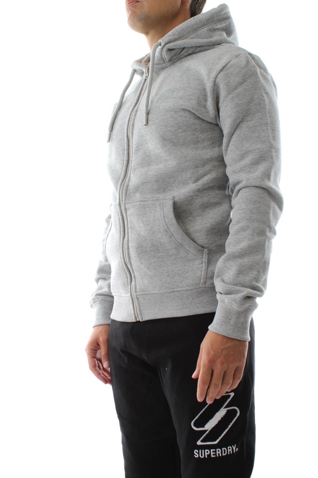 FELPA Uomo SUPERDRY. M2011883A ZUC - VINTAGE LOGO ZIPHOOD ATHLETIC GREY  MARL - TNT Jeanswear Research