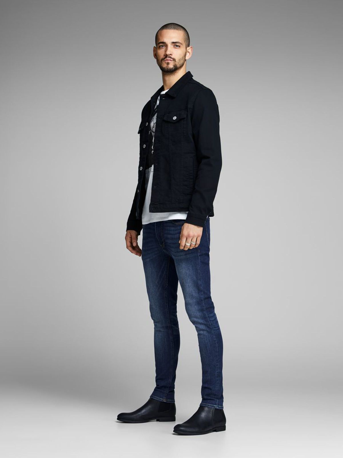 JEANS Uomo JACK\u0026JONES 12110056 L.34 LIAM BLUE DENIM - TNT Jeanswear Research