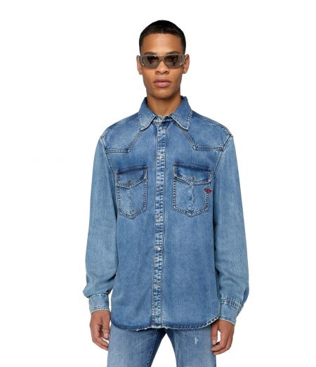 CAMICIE Uomo LEVIS 85744 0067 - BARSTOW CHAMRAY GRANT MID BLUE CHAMBRAY 